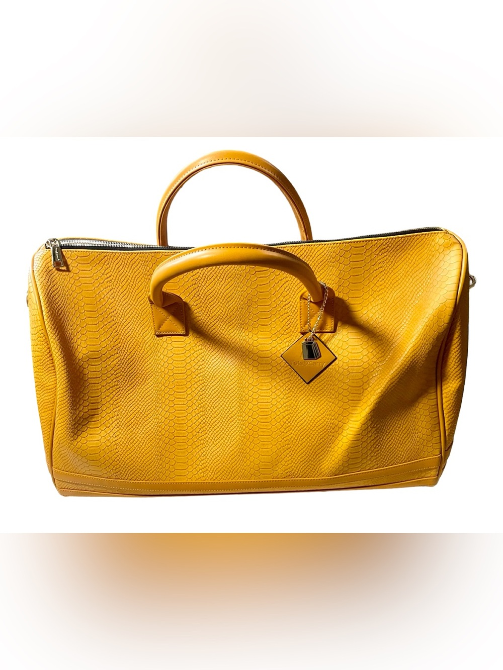 Tote&Carry Apollo Mustard Vegan Leather Snakeskin Duffle Bag NWOT